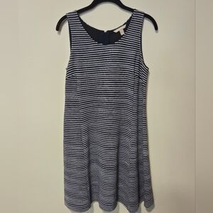 Banana Republic Sloan Fot & Flare Navy and White Striped Midi Dress Size 12P